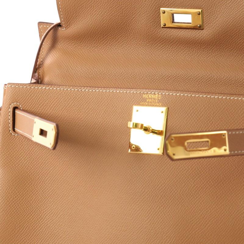 Hermes Kelly Handbag Natural Courchevel with Gold Hardware 28 2