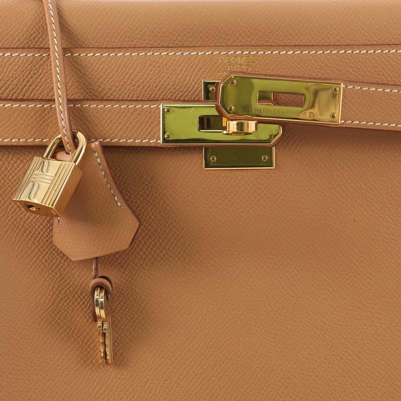 Hermes Kelly Handbag Natural Courchevel with Gold Hardware 28 3