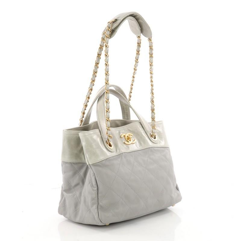 Gray Chanel In The Mix Shopping Bag Quilted Calfskin Small