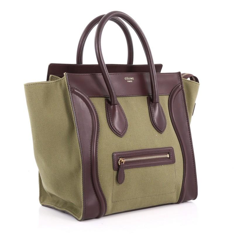 Brown Celine Luggage Handbag Canvas and Leather Mini 