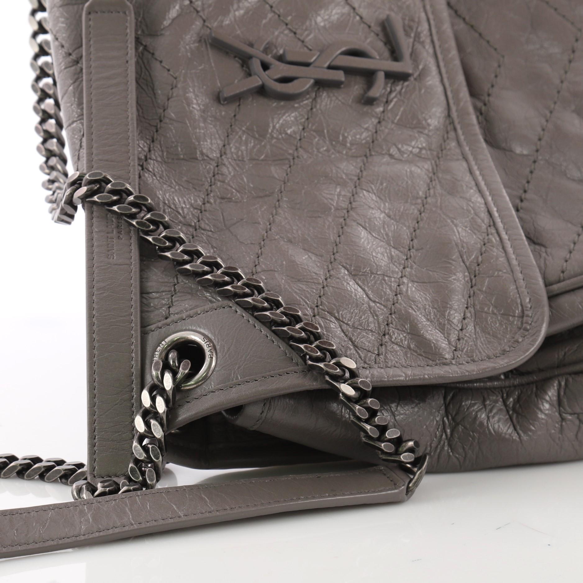 Women's or Men's Saint Laurent Niki Chain Flap Bag Matelasse Chevron Leather Medium
