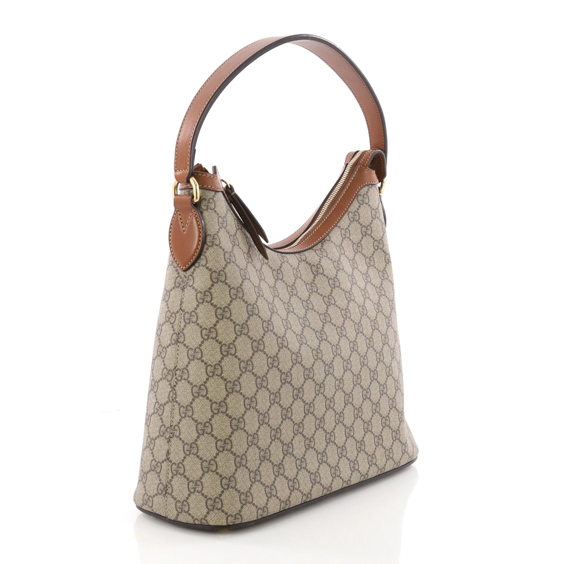Brown Gucci Linea A Hobo GG Coated Canvas