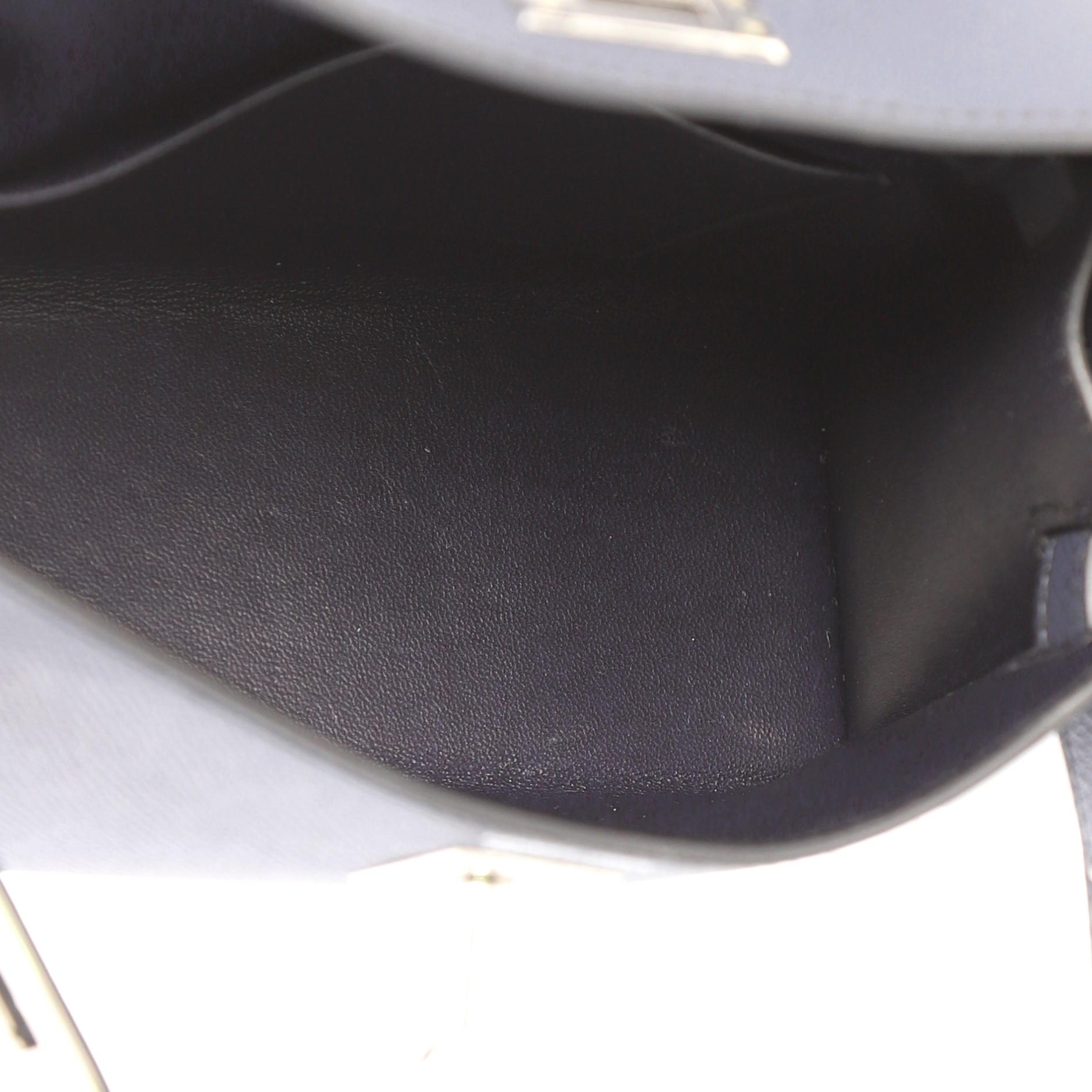 Hermes Kelly Mini II Handbag Blue Indigo Epsom with Palladium Hardware 20  1
