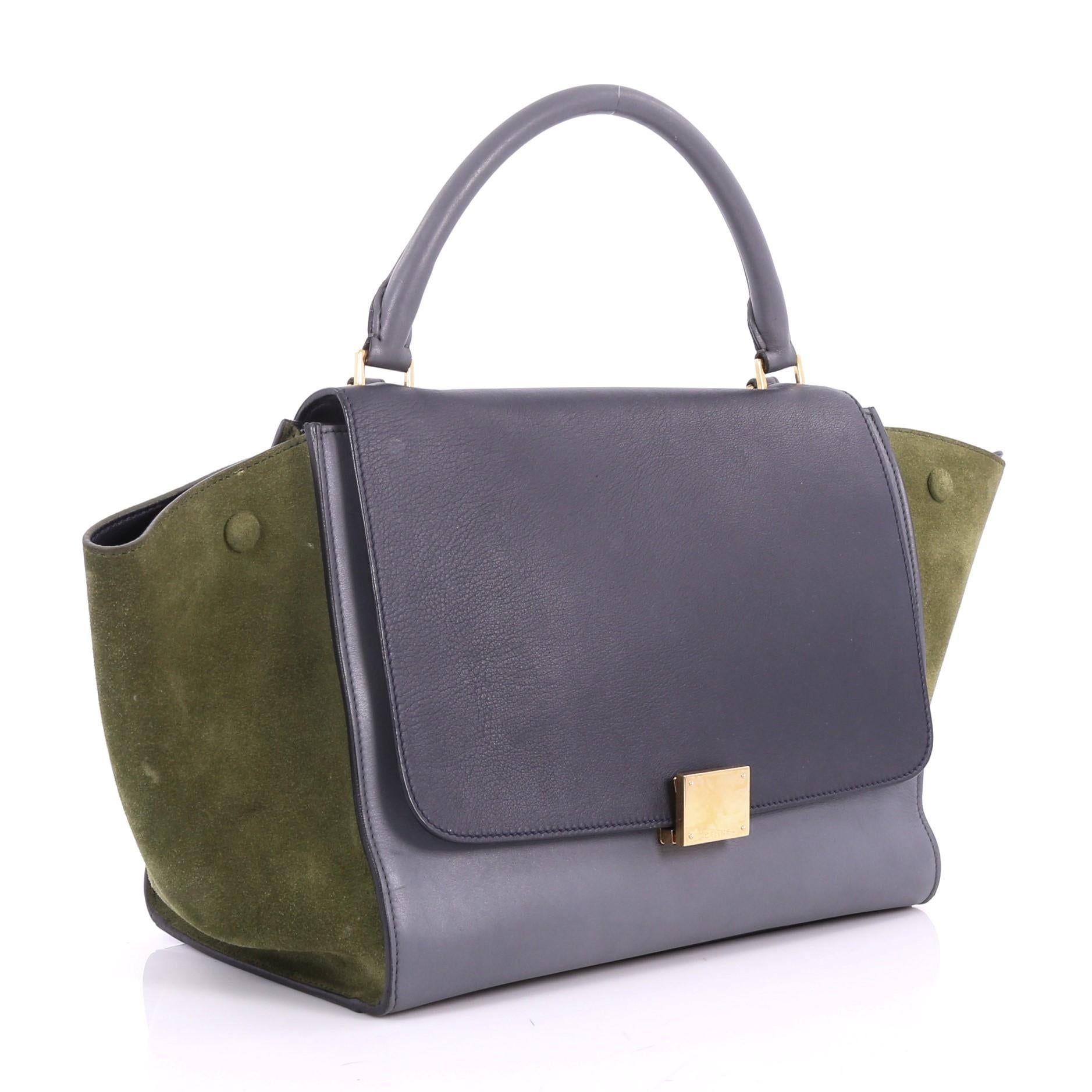 Gray Celine Tricolor Trapeze Handbag Leather Medium