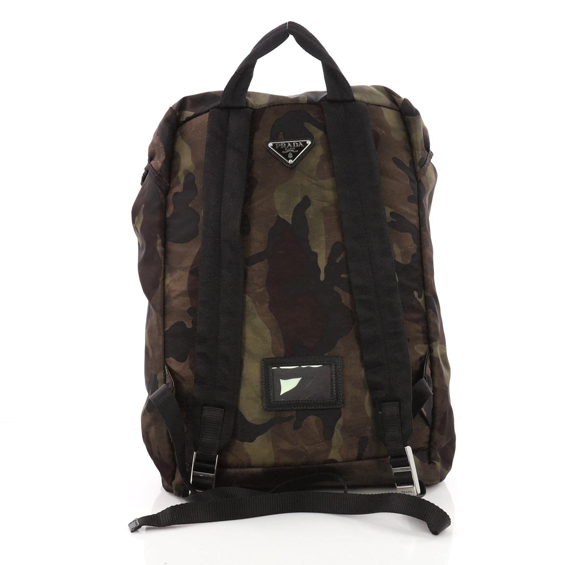 Black Prada Camouflage Backpack Tessuto Large