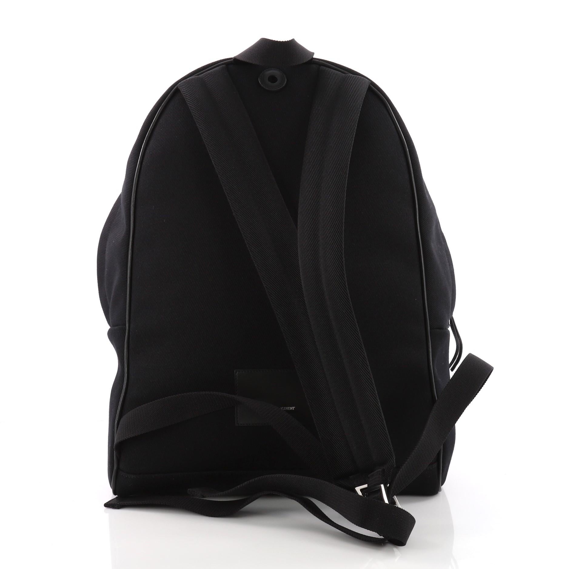 Saint Laurent City Backpack Canvas with Applique Medium  In Good Condition In NY, NY