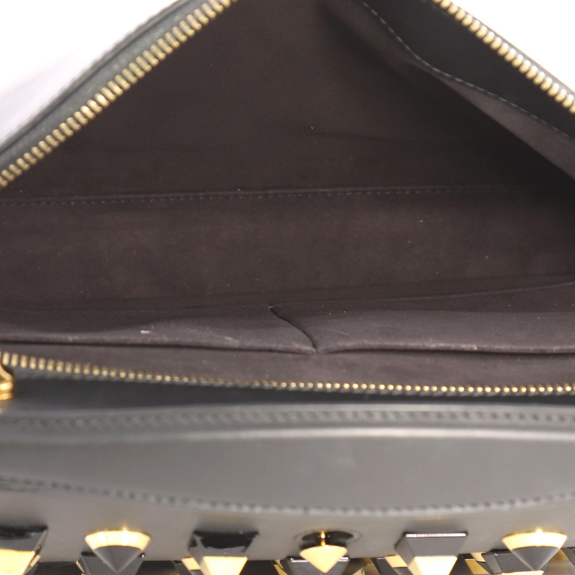 Black Fendi DotCom Convertible Satchel Studded Leather Medium