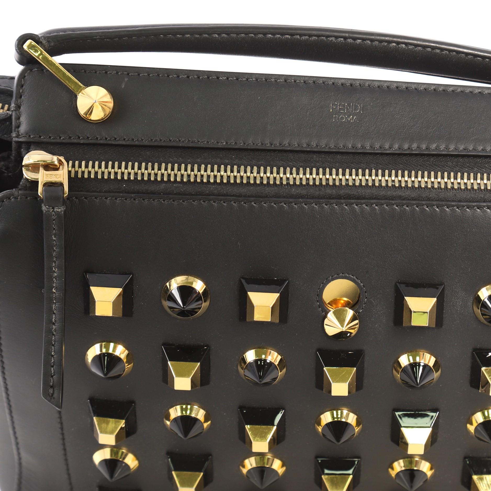 Fendi DotCom Convertible Satchel Studded Leather Medium In Good Condition In NY, NY