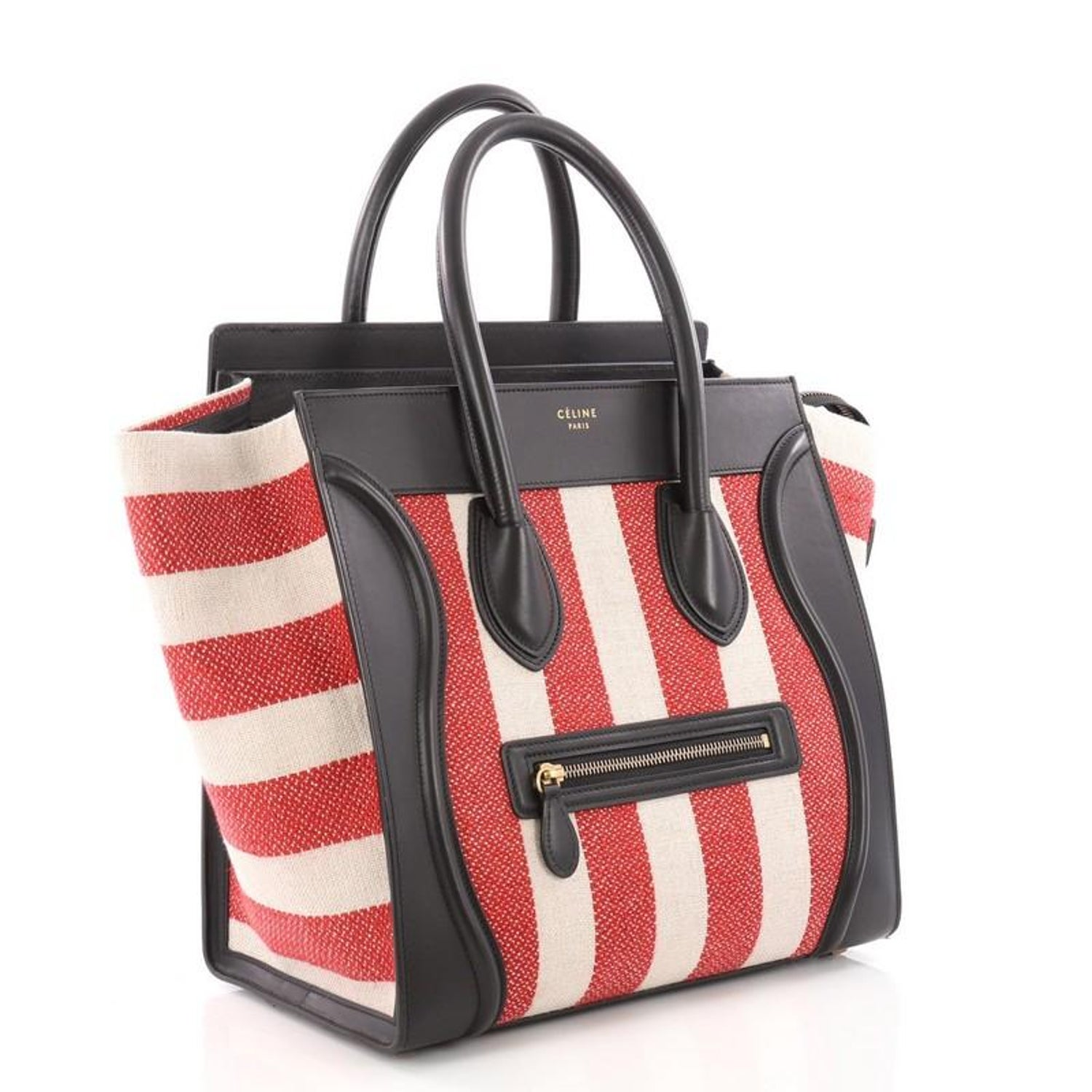 Celine Luggage Handbag Canvas And Leather Mini At 1stdibs