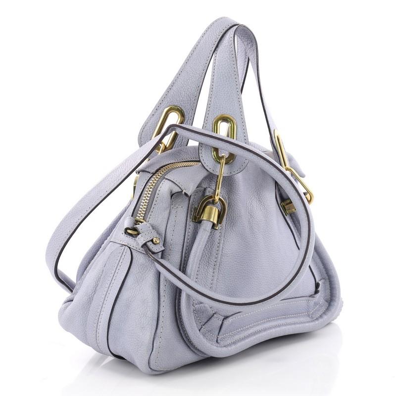 Gray Chloe Paraty Top Handle Bag Leather Small