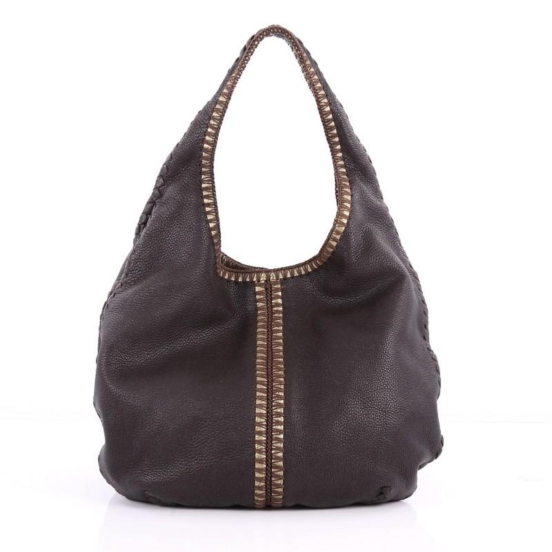 Bottega Veneta Double Compartment Hobo Leather Large In Excellent Condition In NY, NY