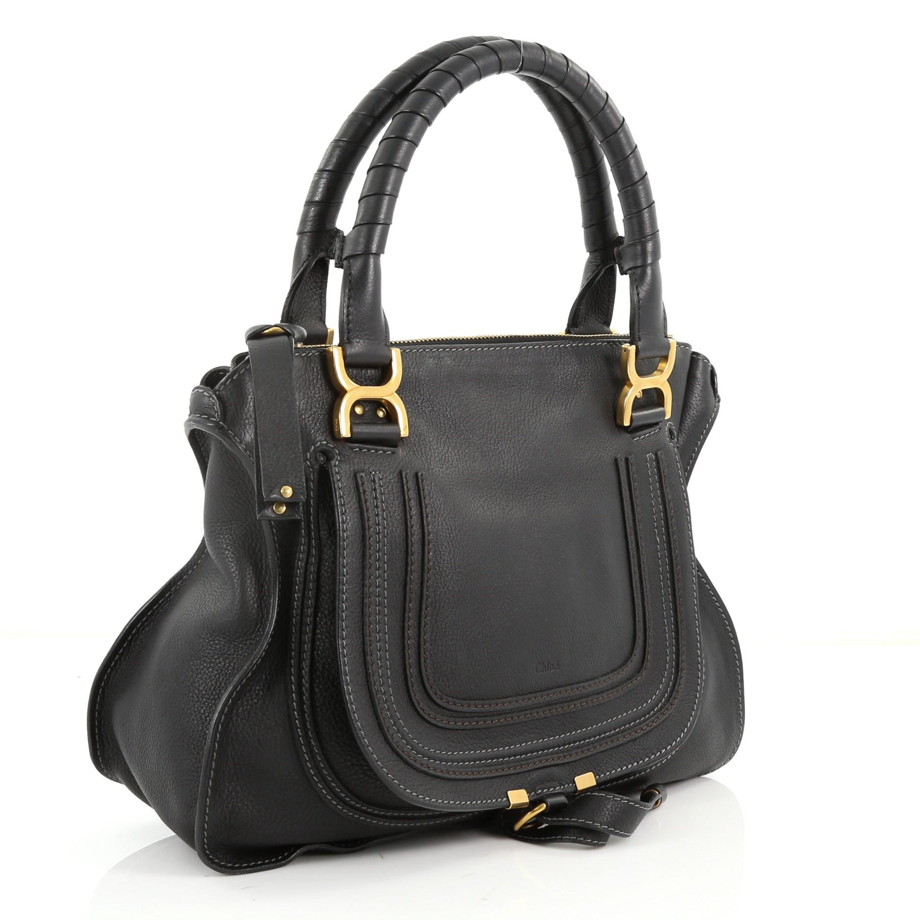 Black Chloe Marcie Shoulder Bag Leather Medium 