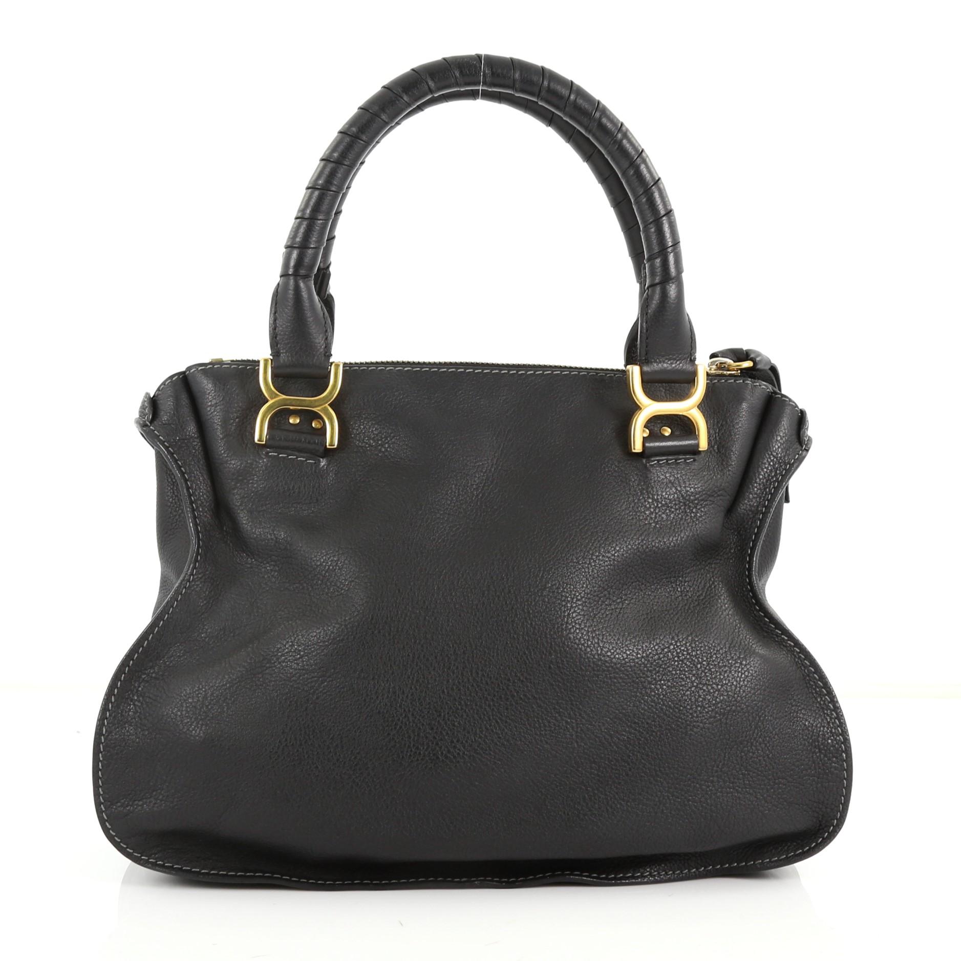 Chloe Marcie Shoulder Bag Leather Medium  In Good Condition In NY, NY