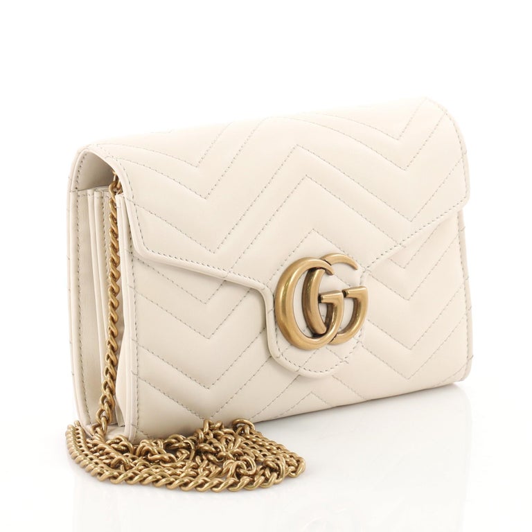 Gucci GG Marmont Chain Wallet Matelasse Leather Mini at 1stdibs