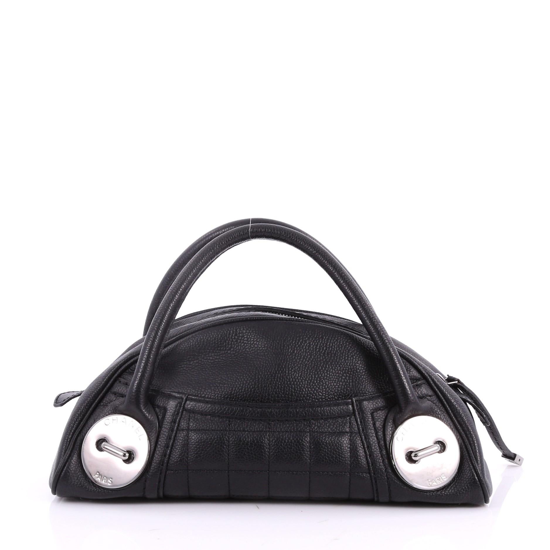 Chanel Button Dome Satchel Caviar Small In Good Condition In NY, NY