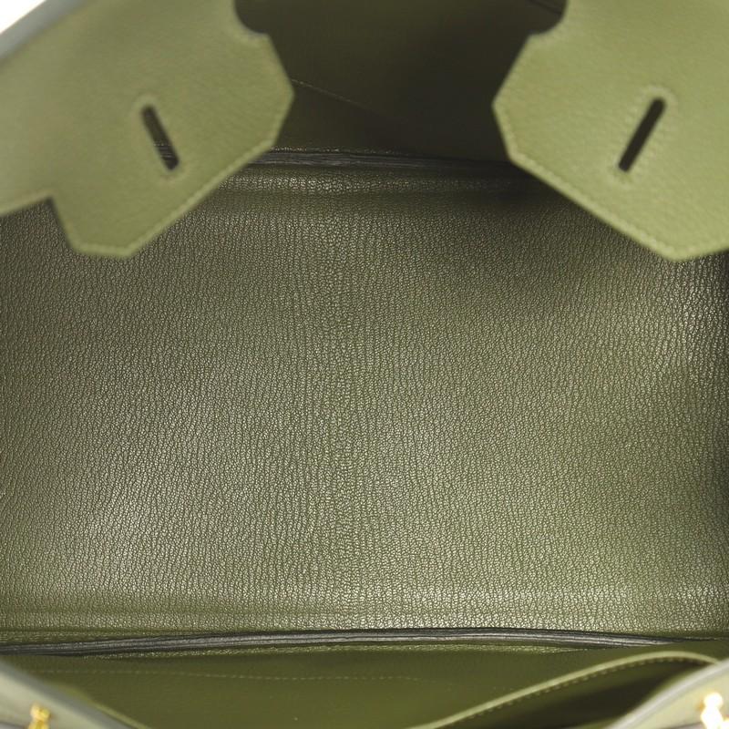 Brown Hermes Birkin Handbag Vert Canopee Togo with Gold Hardware 35