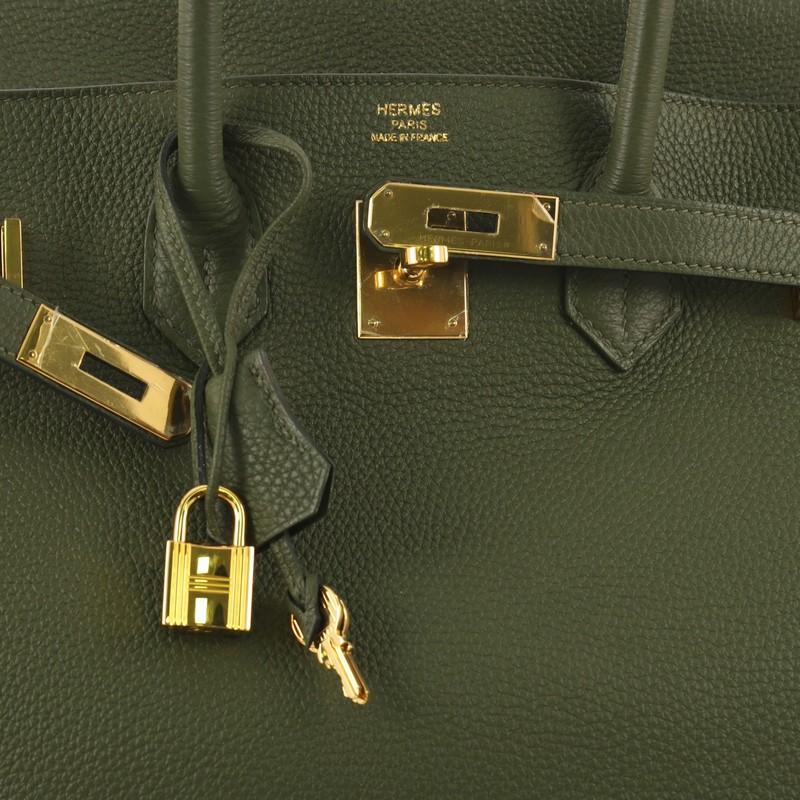 Hermes Birkin Handbag Vert Canopee Togo with Gold Hardware 35 In Good Condition In NY, NY