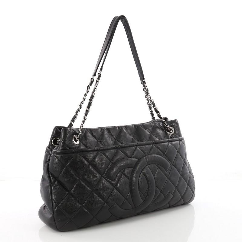 Black Chanel Timeless CC Shopping Tote Quilted Caviar Large