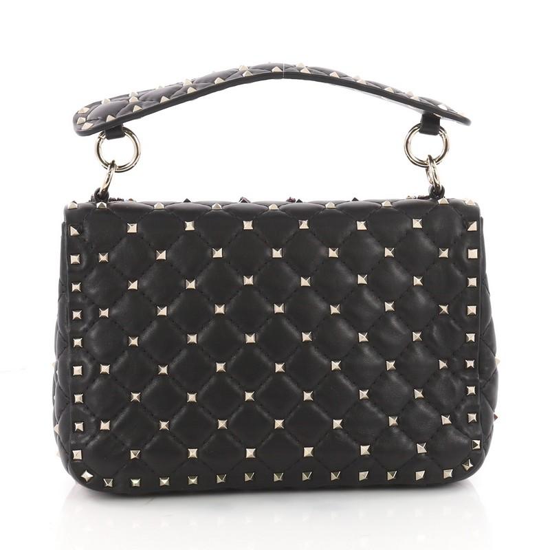 Women's or Men's Valentino Rockstud Spike Flap Bag Crystal Embellished Quilted Leather Medium