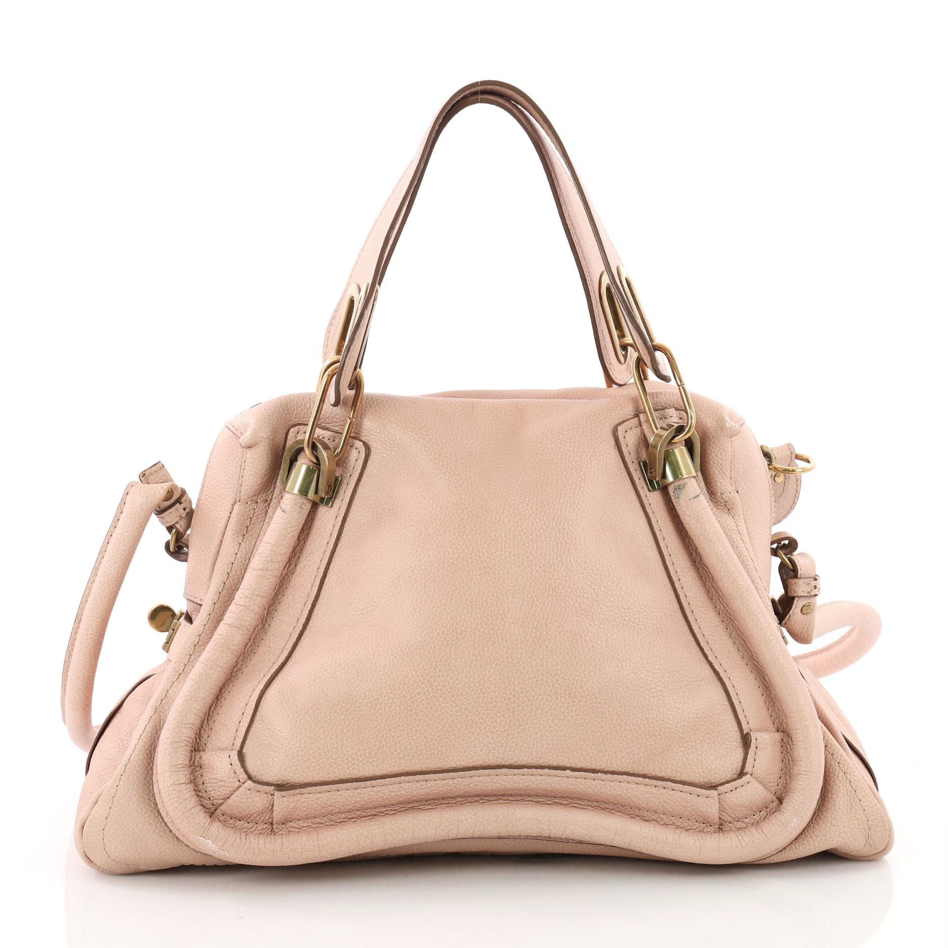 Beige Chloe Paraty Top Handle Bag Leather Medium