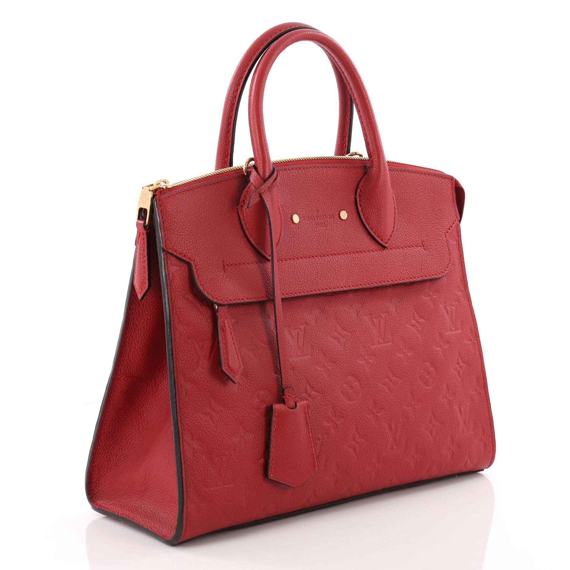 Red Louis Vuitton Pont Neuf Handbag Monogram Empreinte Leather MM
