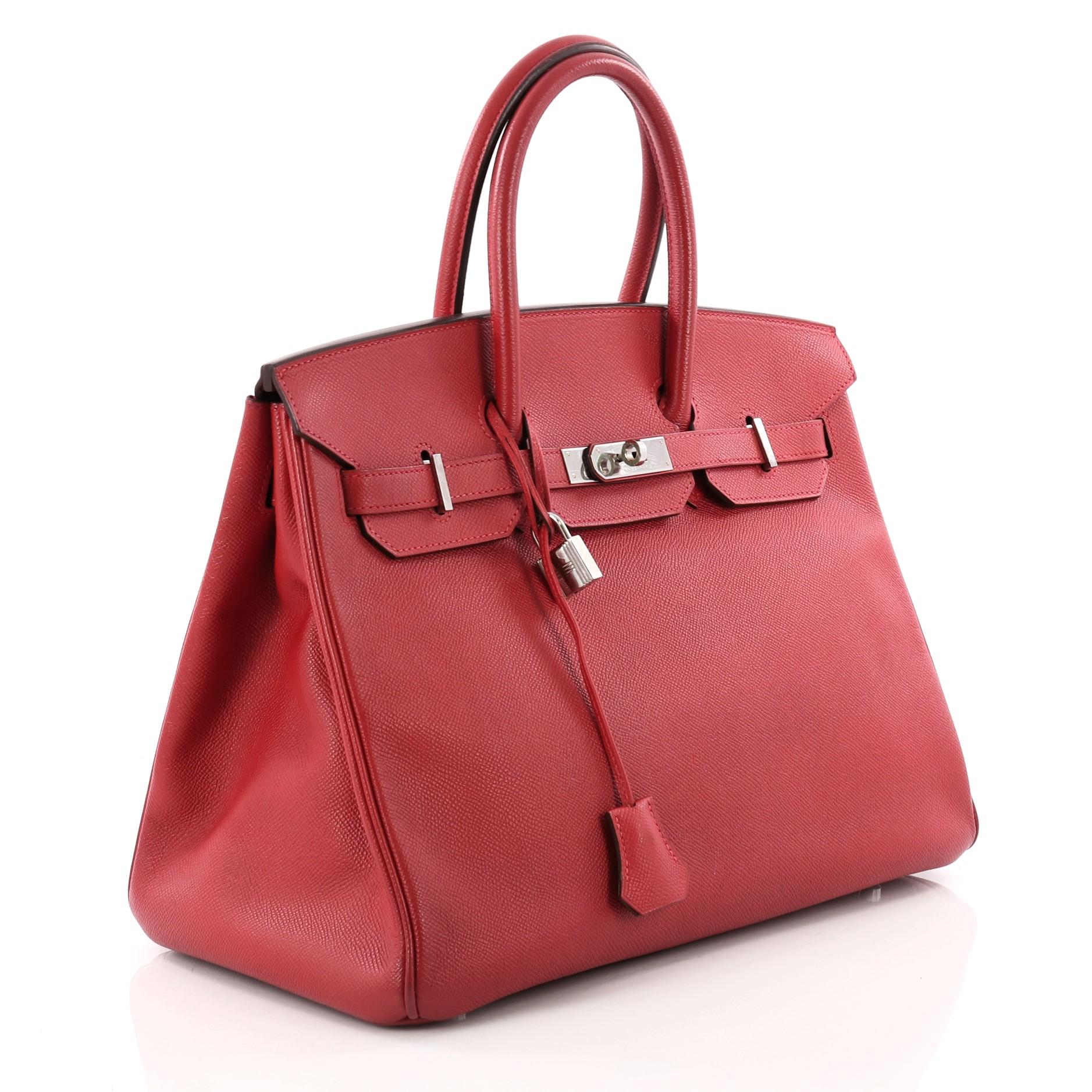 Red Hermes Birkin Handbag Rouge Casaque Epsom with Palladium Hardware 35