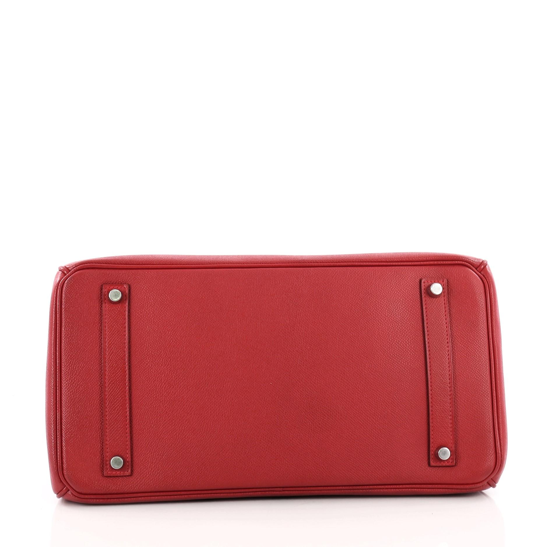 Women's or Men's Hermes Birkin Handbag Rouge Casaque Epsom with Palladium Hardware 35