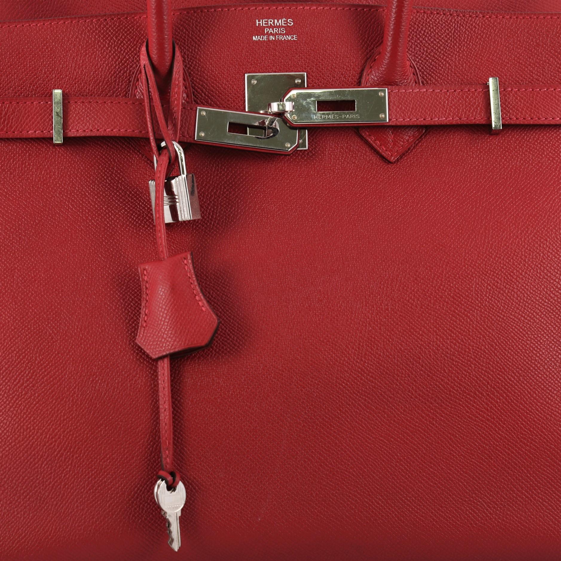 Hermes Birkin Handbag Rouge Casaque Epsom with Palladium Hardware 35 2