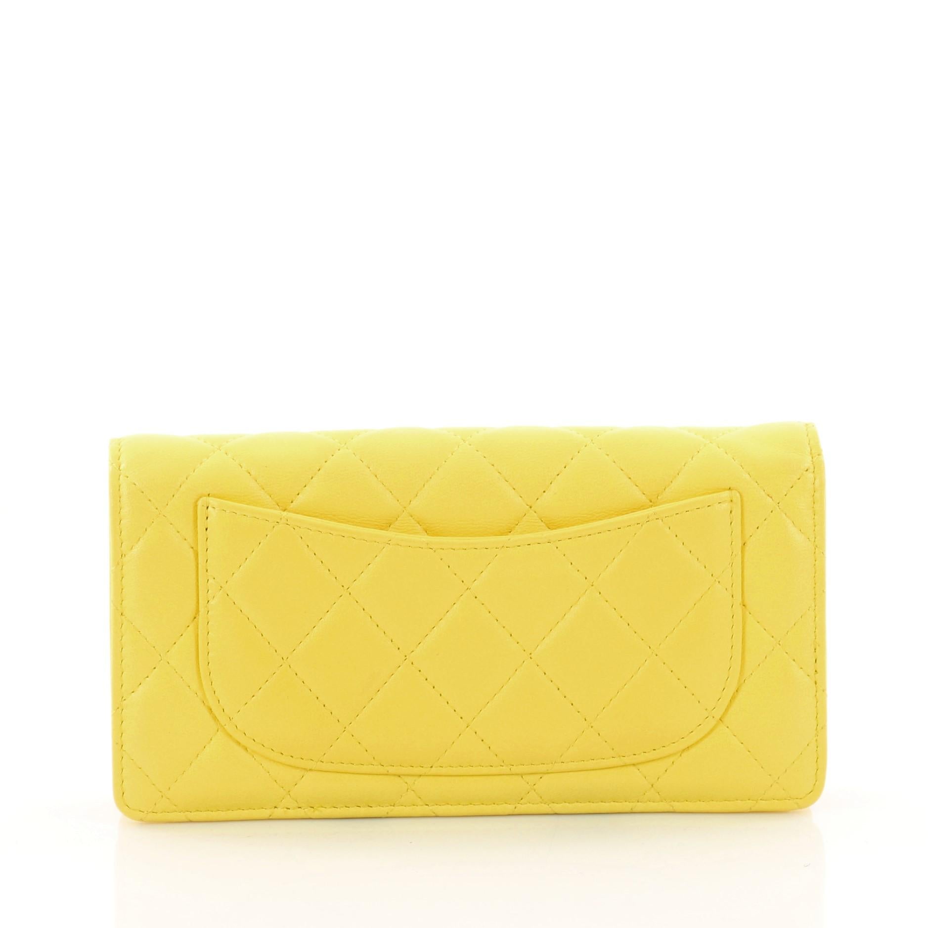 Chanel L-Yen Wallet Quilted Lambskin Long In Good Condition In NY, NY