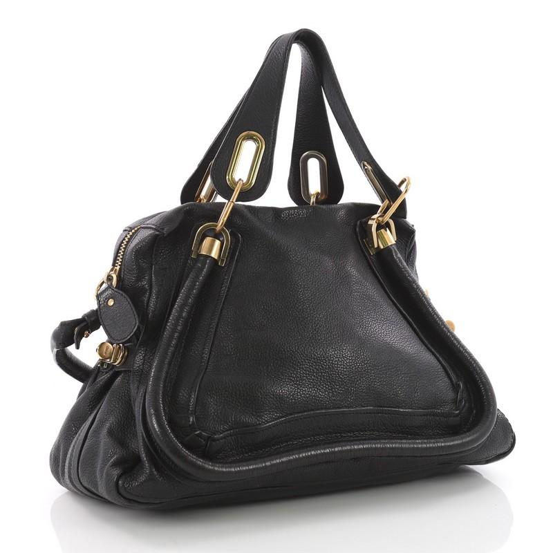 Black Chloe Paraty Top Handle Bag Leather Medium 