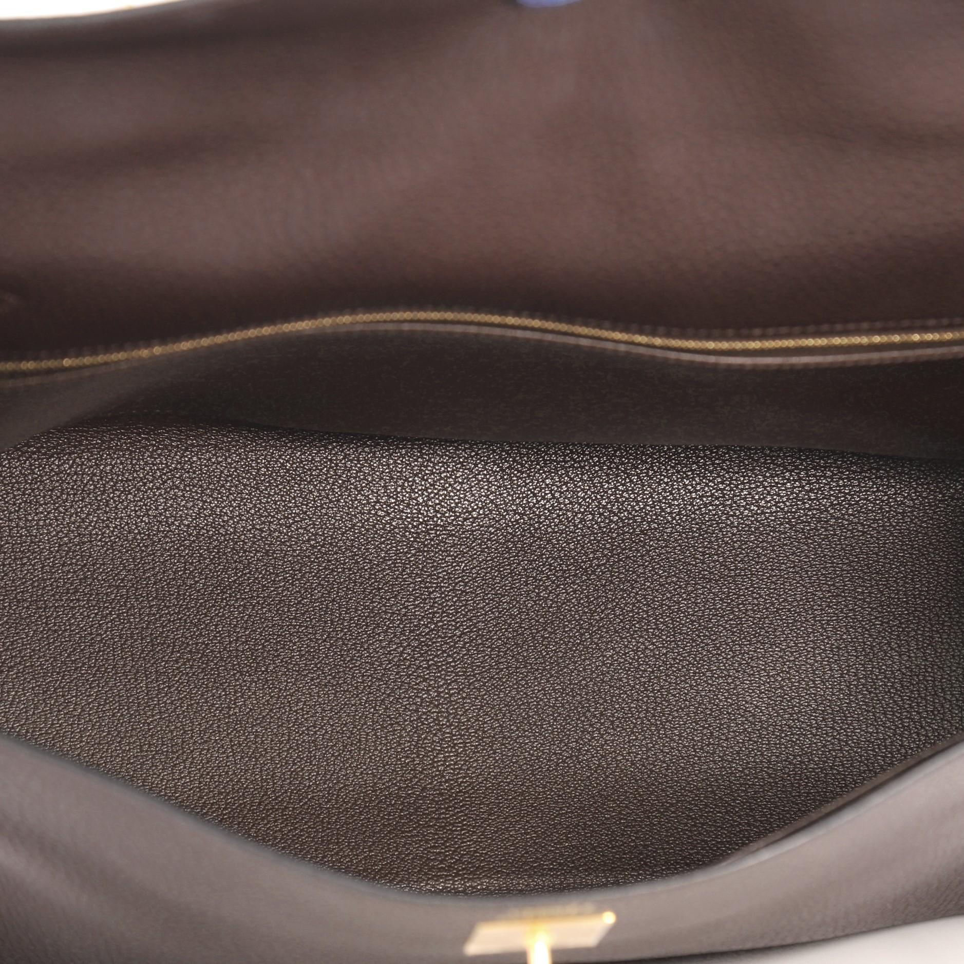 Hermes Kelly Handbag Cafe Brown Fjord with Palladium Hardware 35 1