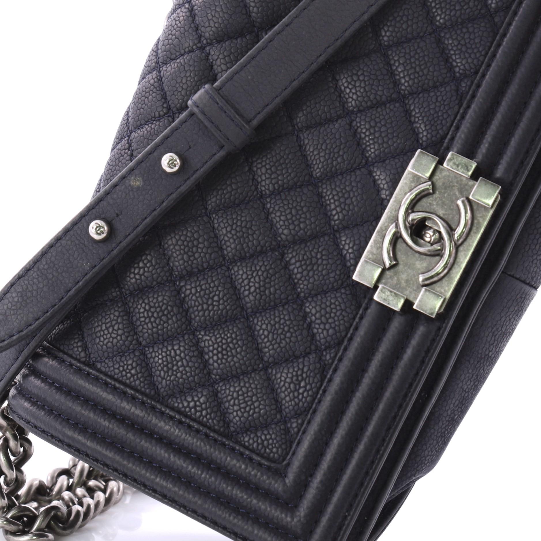 Chanel Boy Flap Bag Quilted Caviar Old Medium 5