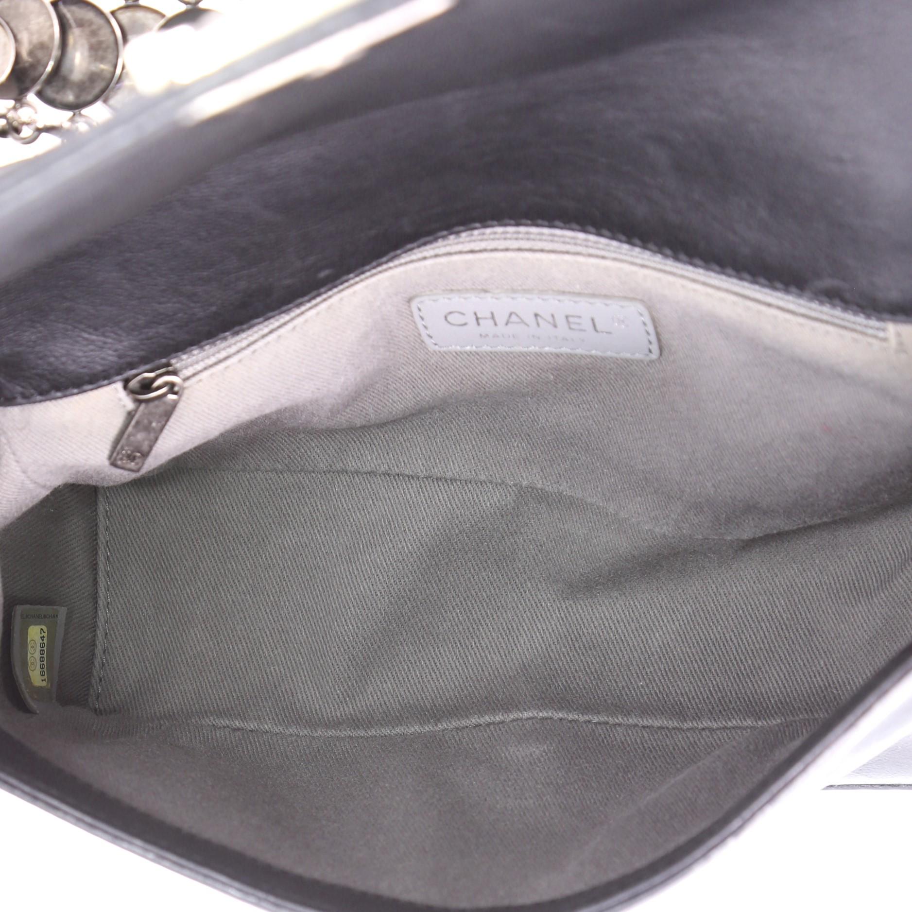 Women's or Men's Chanel Medallion Boy Flap Bag Quilted Glazed Calfskin with Leather Old Medium