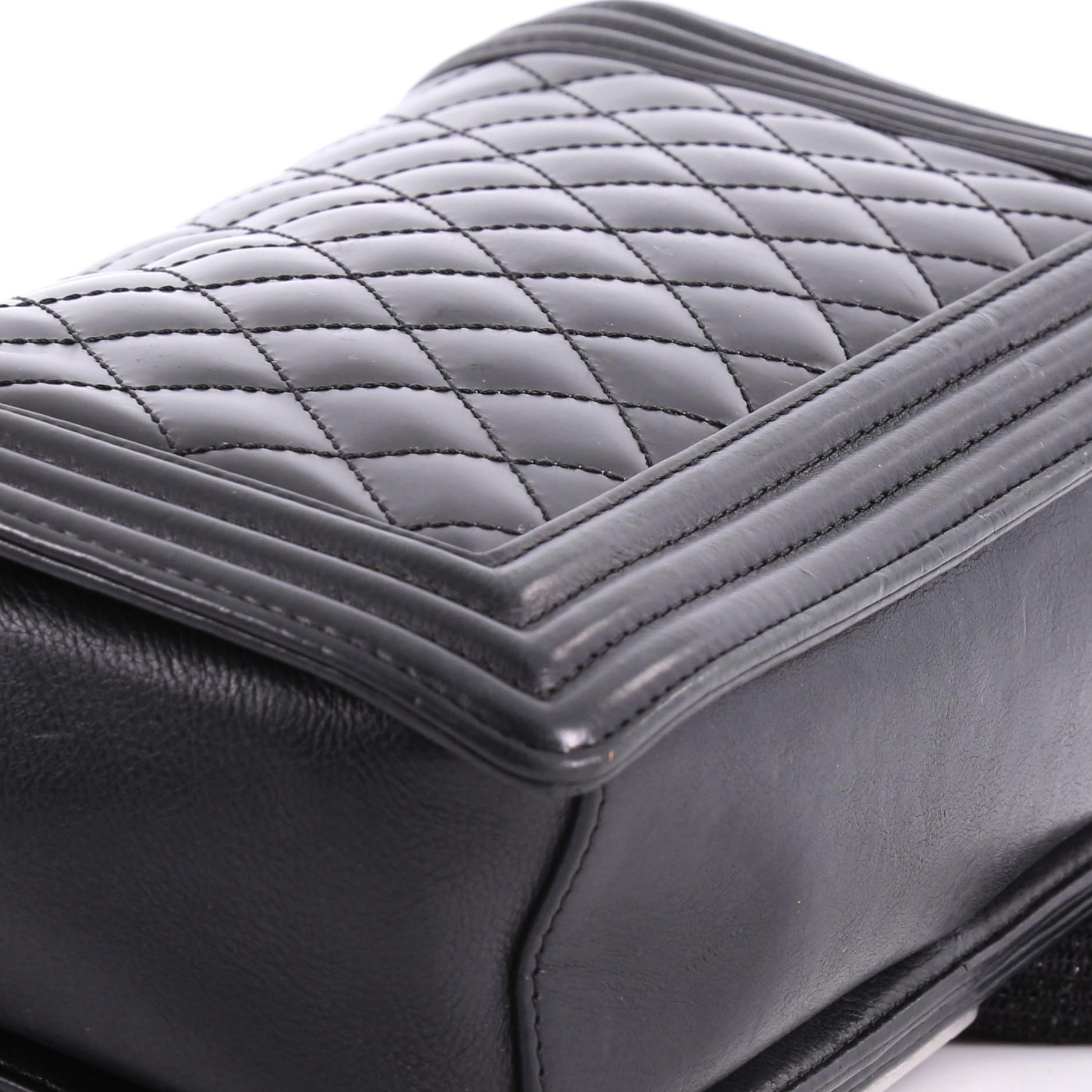 Chanel Medallion Boy Flap Bag Quilted Glazed Calfskin with Leather Old Medium 2