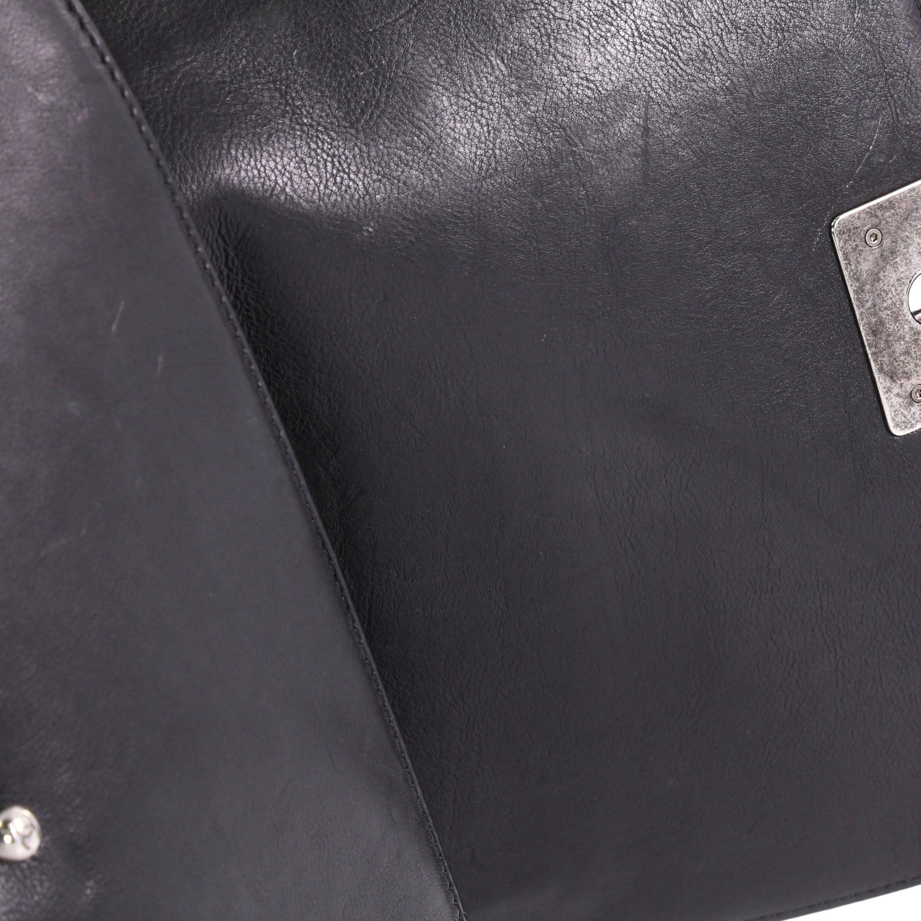 Chanel Medallion Boy Flap Bag Quilted Glazed Calfskin with Leather Old Medium 3