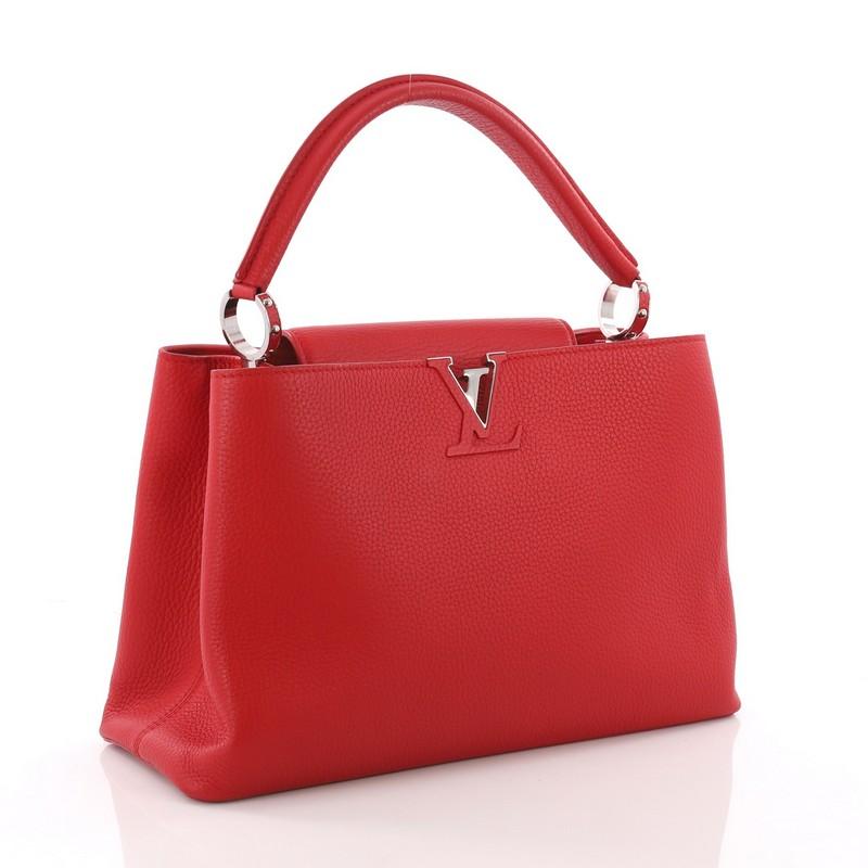 Red Louis Vuitton Capucines Handbag Leather MM