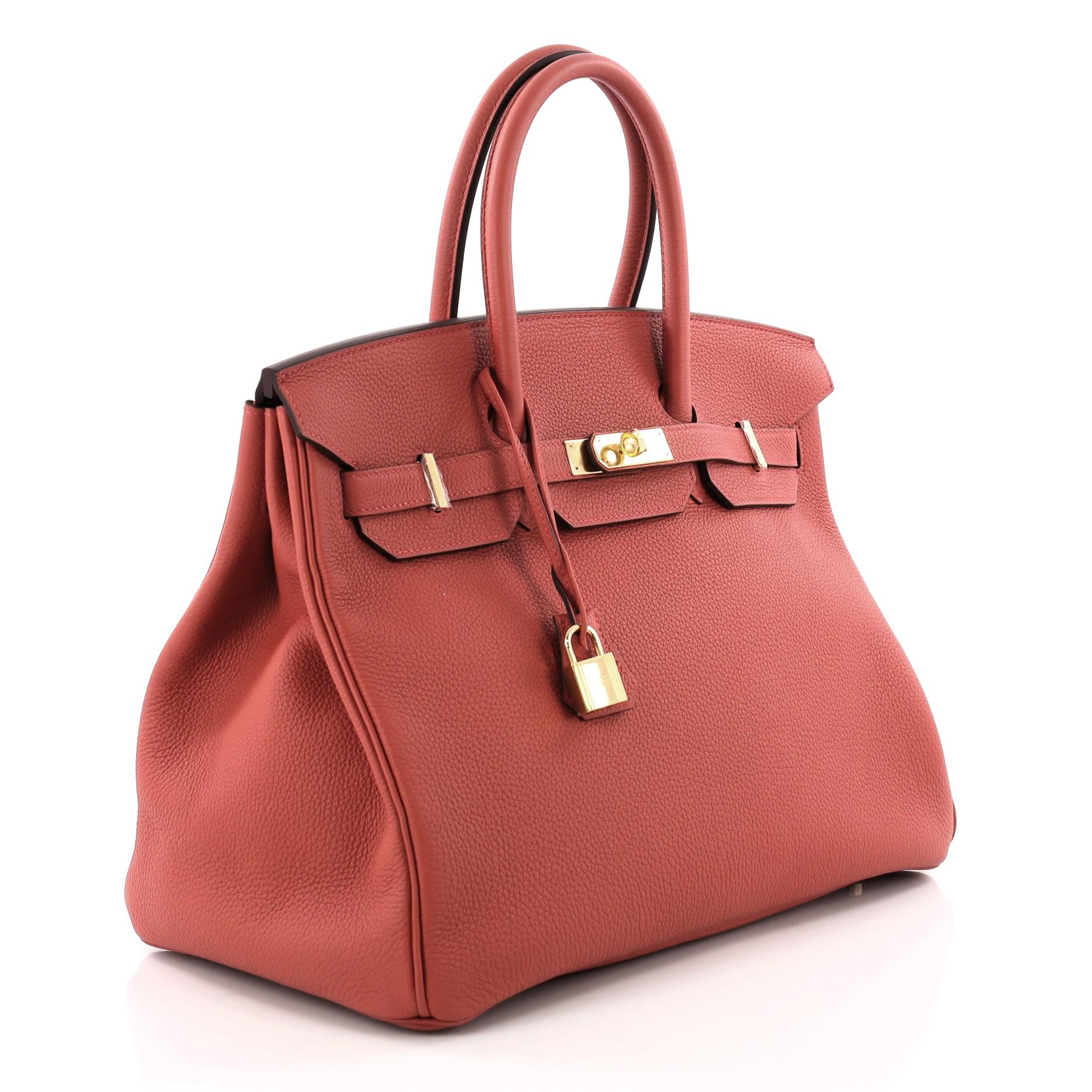 Pink  Hermes Birkin Handbag Rouge Tomate Togo with Gold Hardware 35
