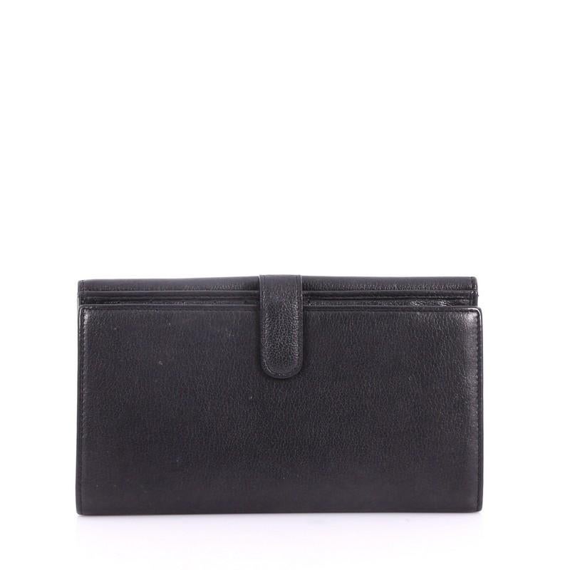 Chanel Camellia Flap Wallet Leather Long In Good Condition In NY, NY