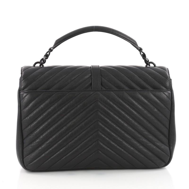 Saint Laurent Classic Monogram College Bag Matelasse Chevron Leather Large In Excellent Condition In NY, NY