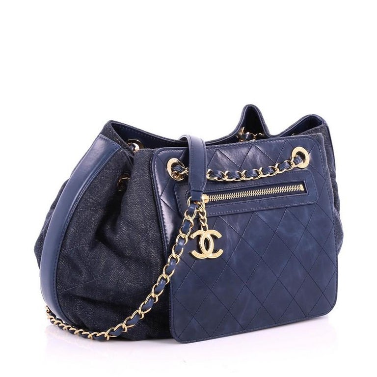 Chanel Drawstring Shoulder Bag Quilted Denim and Aged Calfskin Medium ...