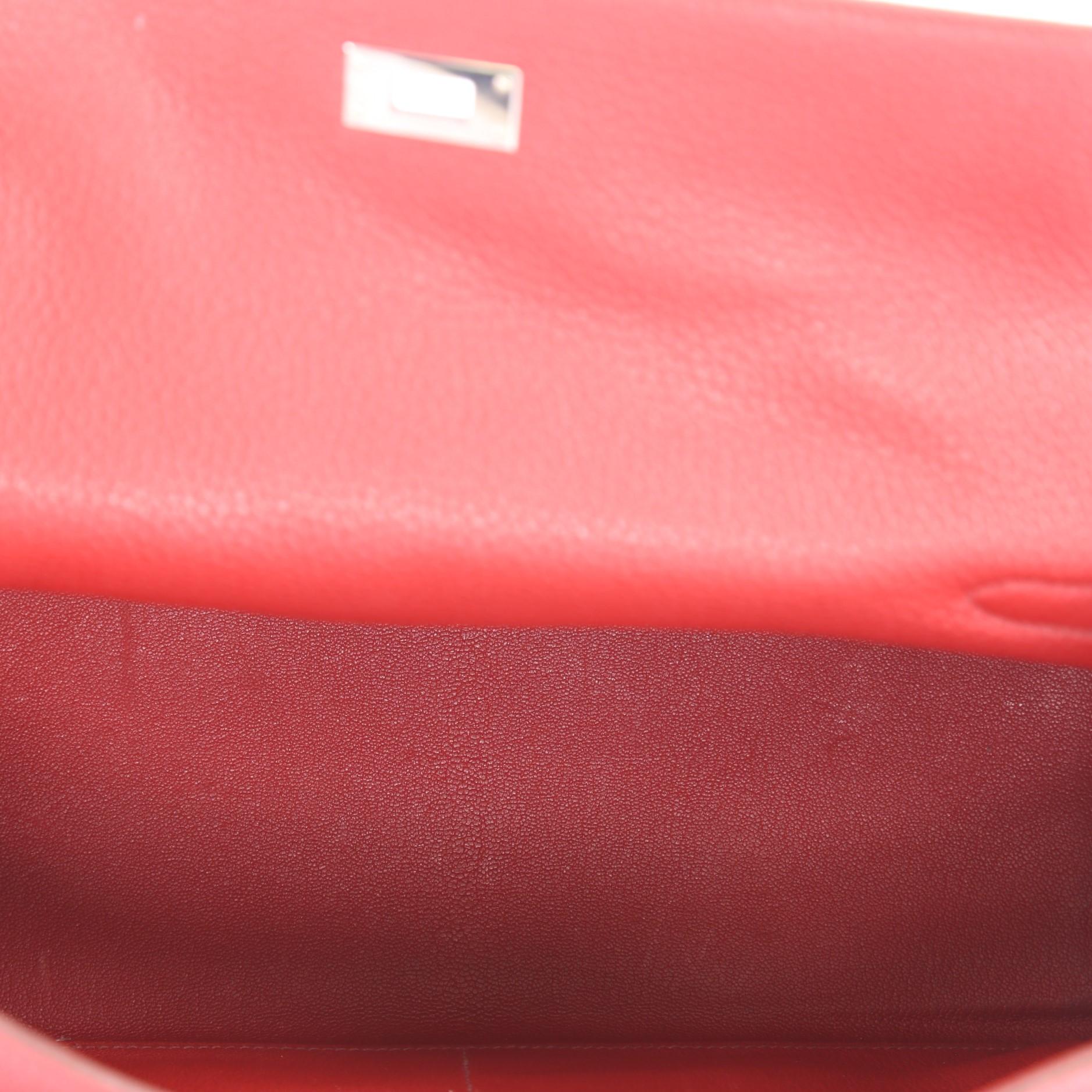 Hermes Kelly Handbag Rouge Garance Clemence with Palladium Hardware 35 1
