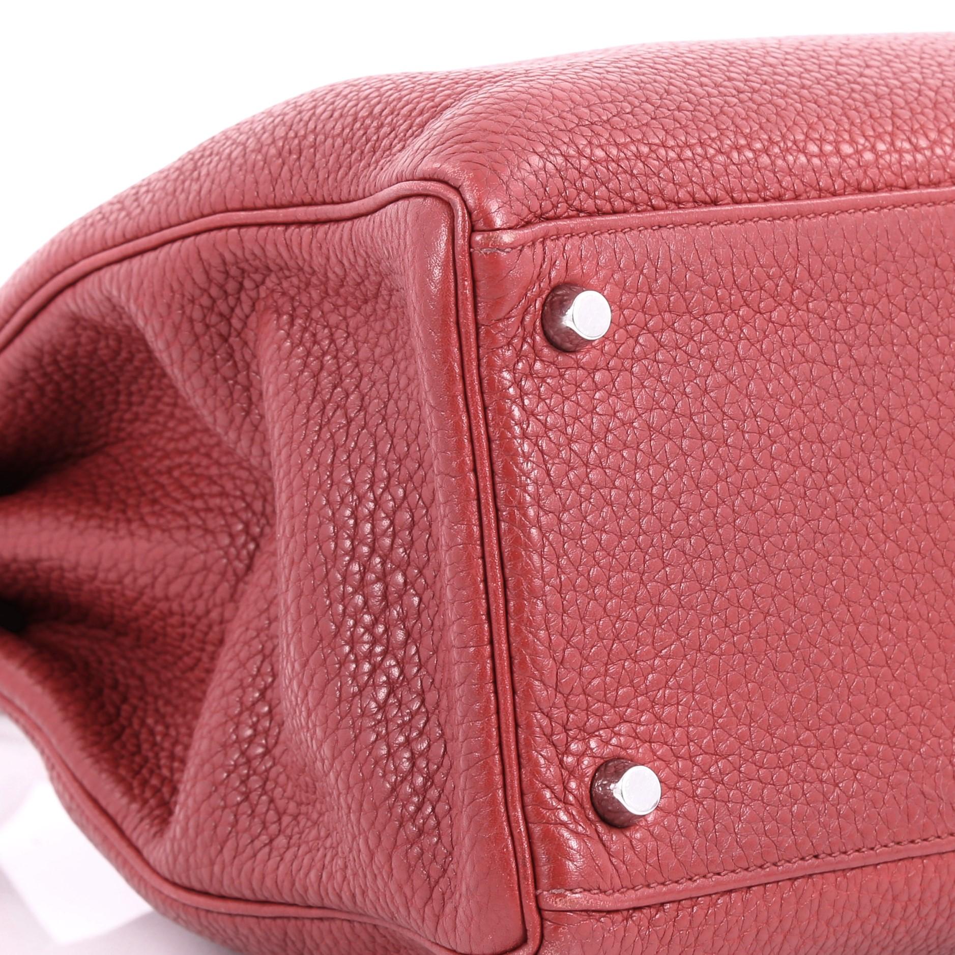 Hermes Kelly Handbag Rouge Garance Clemence with Palladium Hardware 35 2