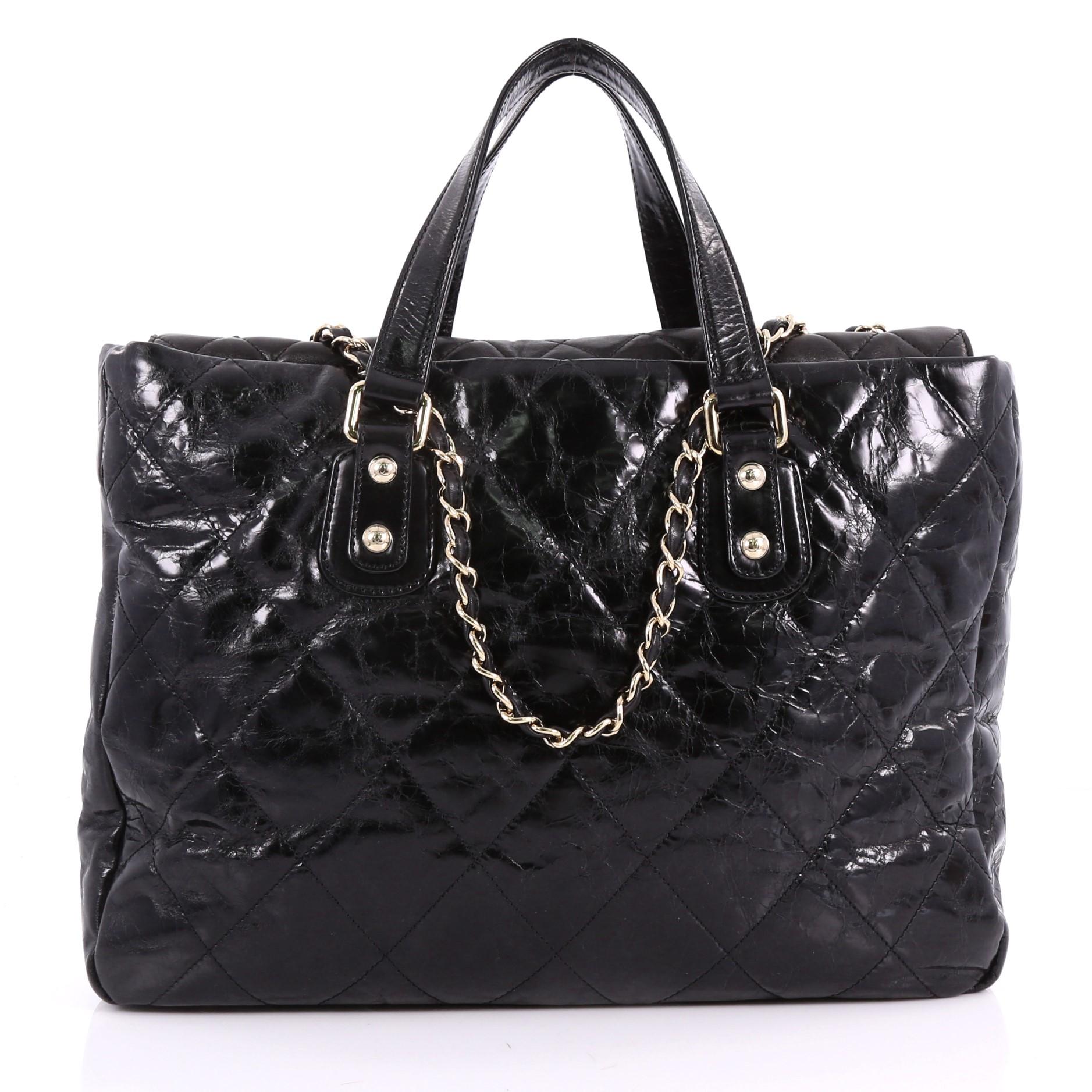 Chanel Portobello Tote Quilted Glazed Calfskin Large In Good Condition In NY, NY