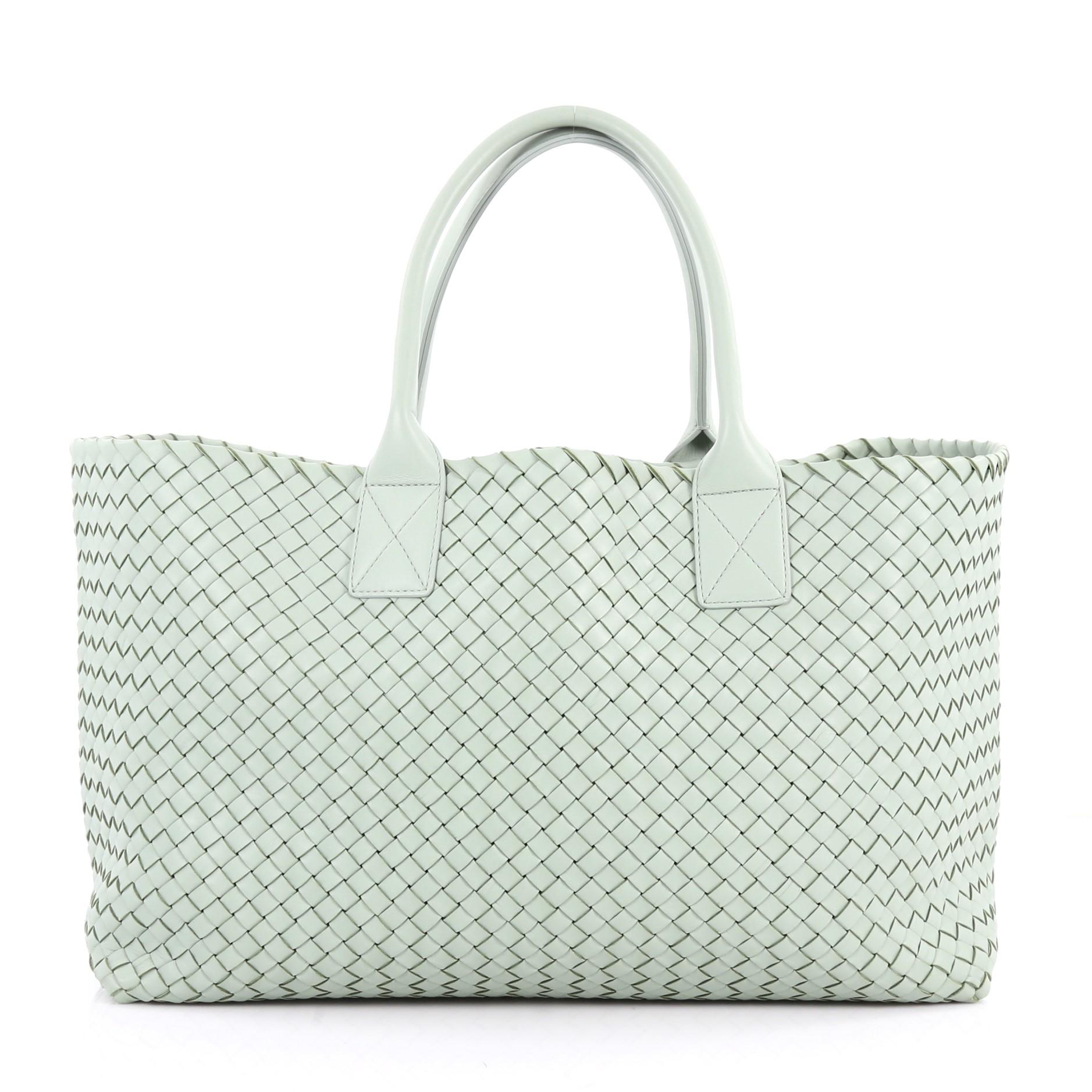 Gray Bottega Veneta Cabat Tote Intrecciato Nappa Medium