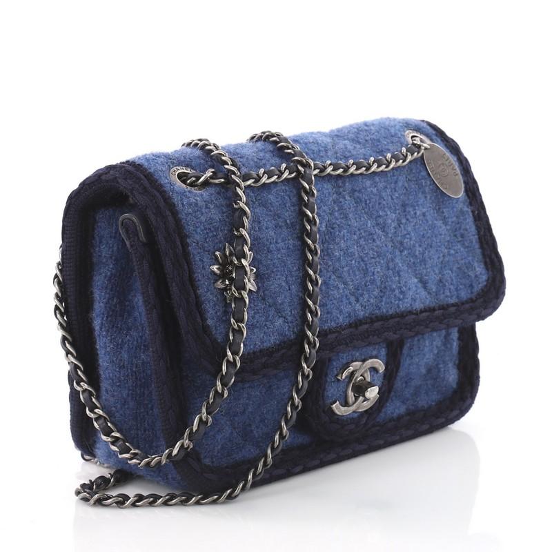 Black Chanel Paris-Salzburg Flap Bag Quilted Wool Mini 