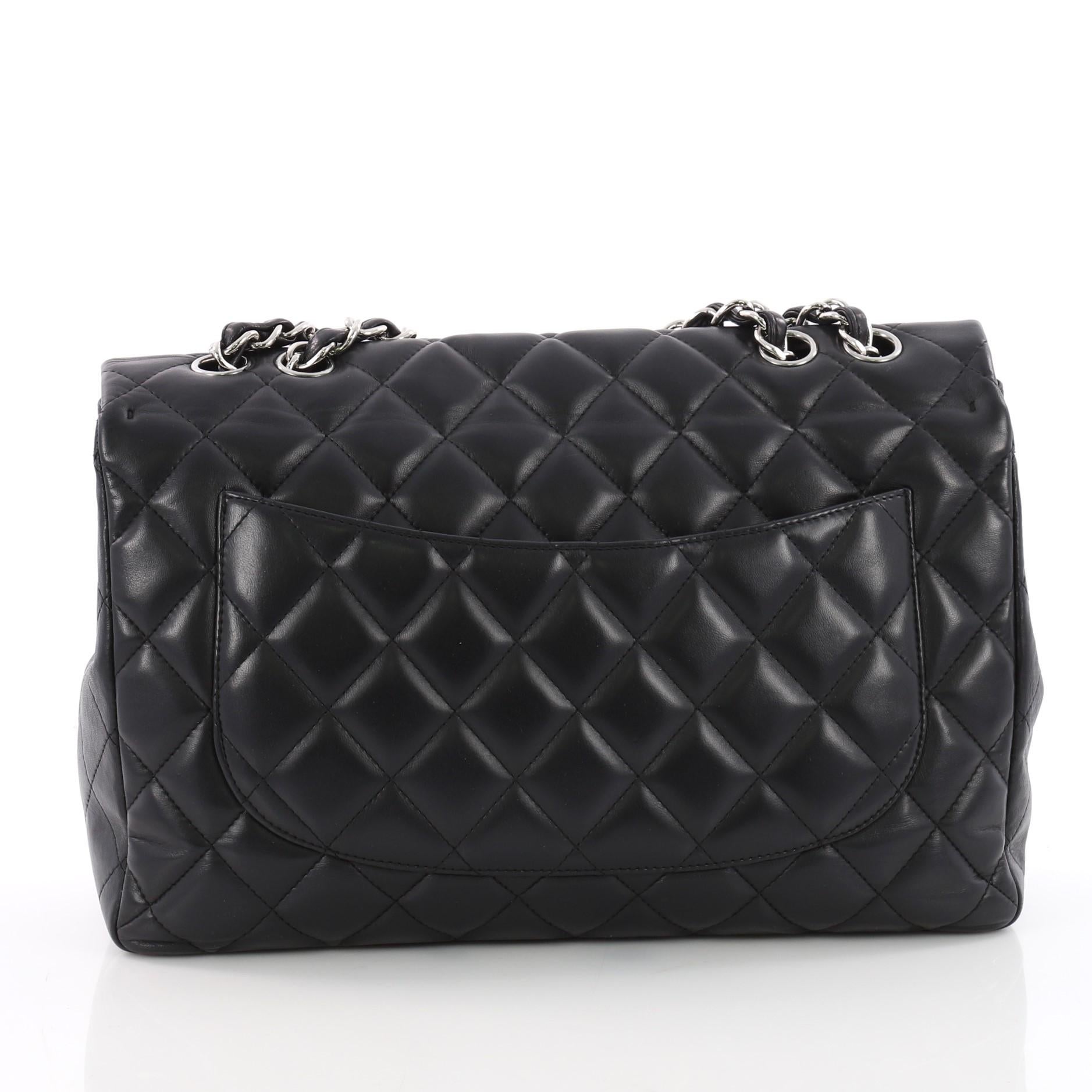 Chanel Classic Single Flap Bag Quilted Lambskin Jumbo In Good Condition In NY, NY
