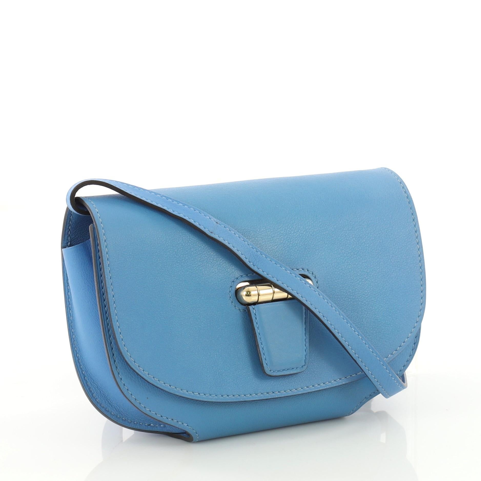 Blue Hermes Convoyeur Crossbody Bag Evercolor Mini