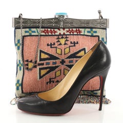 Valentino Metal Frame Chain Bag Beaded Fringe Medium