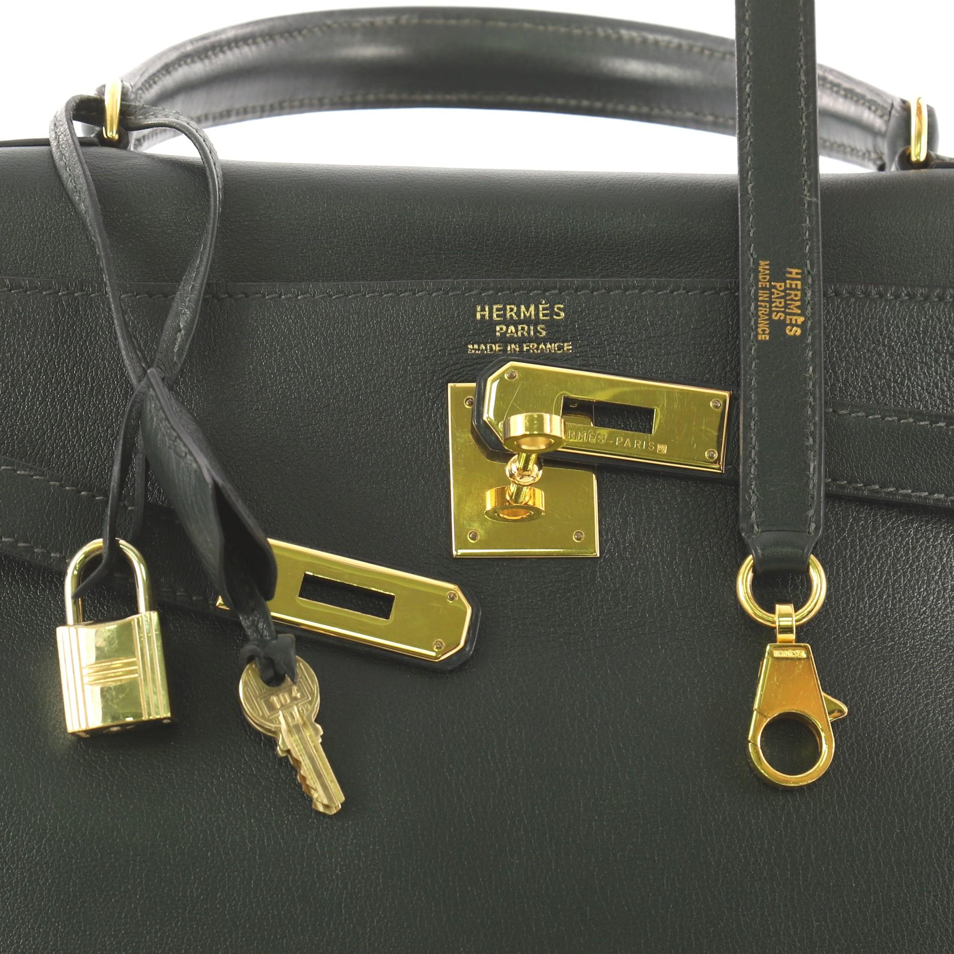 Hermes Kelly Handbag Vert Fonce Gulliver With Gold Hardware 35 2