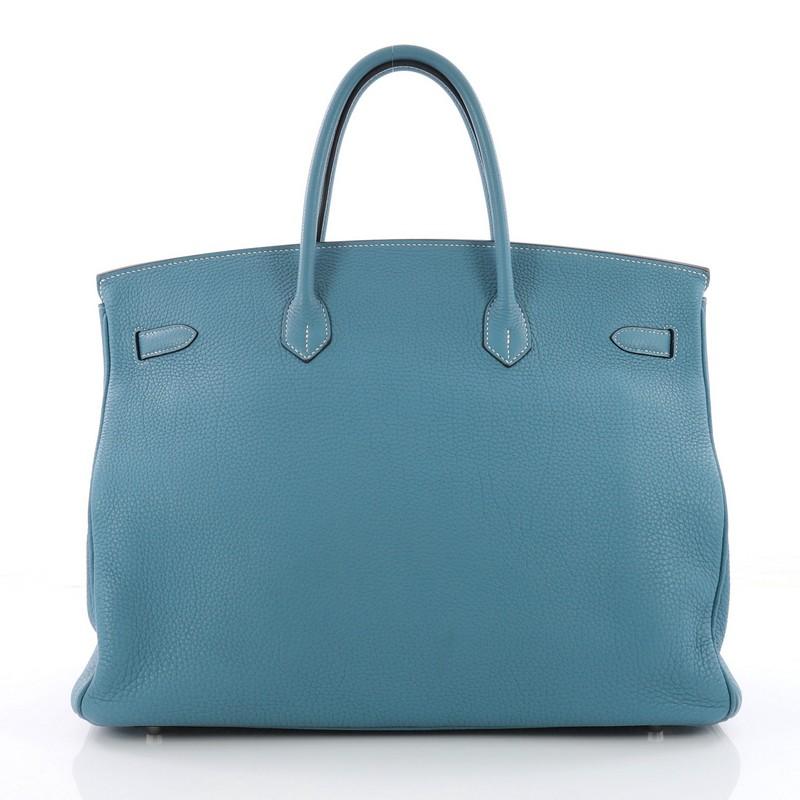 Women's or Men's Hermes Birkin Handbag Blue Jean Togo with Palladium Hardware 40 
